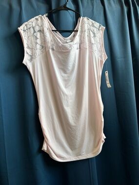 Worthington Pale Pink Lace Yoke Sleep Top